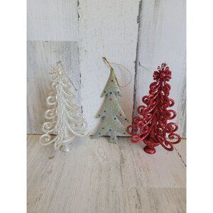 Glitter silver red Xmas tree ornament set